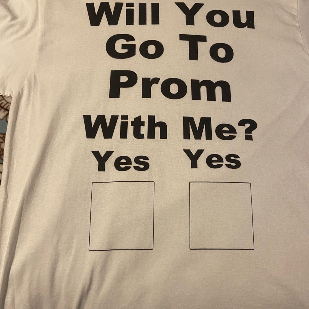 White Graphic T-Shirt with Prom Proposal
